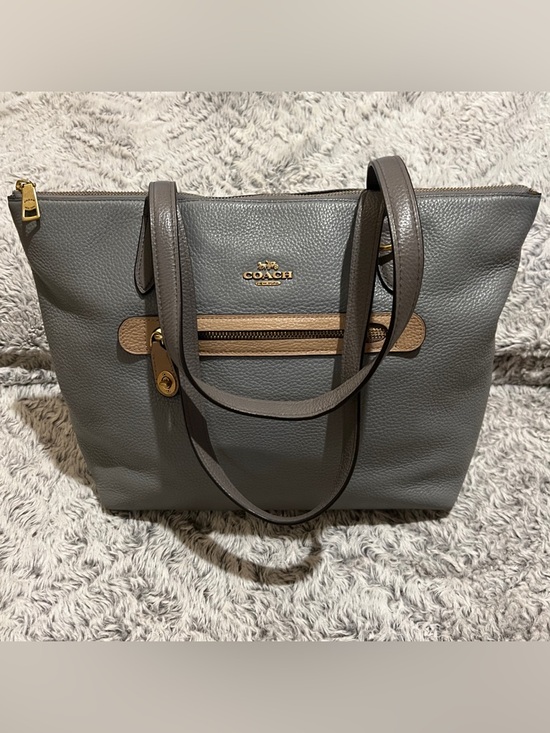 Coach Handbags - Coach Gray Tote with Tan Accent and Gold Hardware